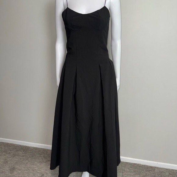 Commense Black Maxi Dress Spaghetti Strap Sleeveless A Line Cocktail Size M - Picture 5 of 10